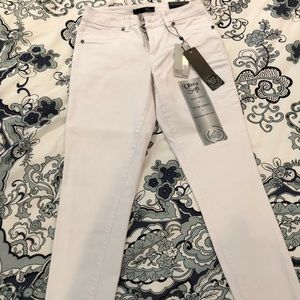 White stretch denim skinny jeans, sz 8